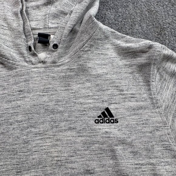 Adidas Hoodie‎ Men’s L Gray Heathered Sweatshirt Logo Athleisure Active Pullover - Picture 6 of 14